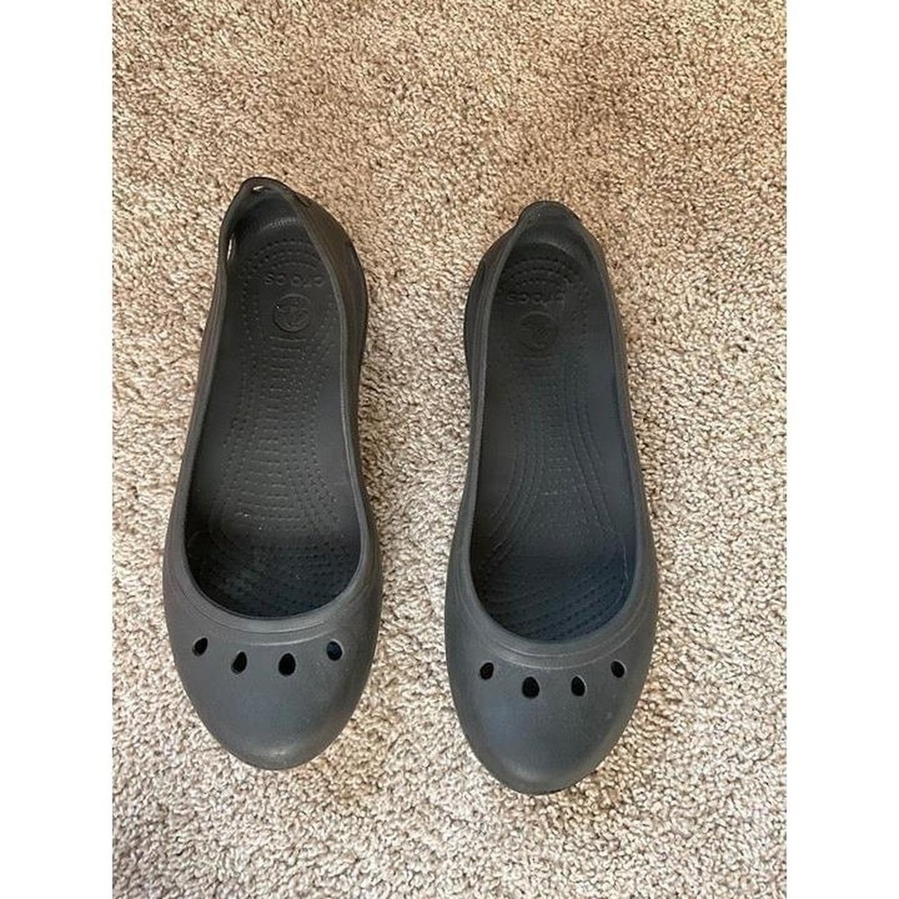 Crocs Kadee Flats Shoes 9 Black Gray Slip-on Ballet Flats Fall s6
